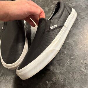 Vans black leather slip on men’s size 11